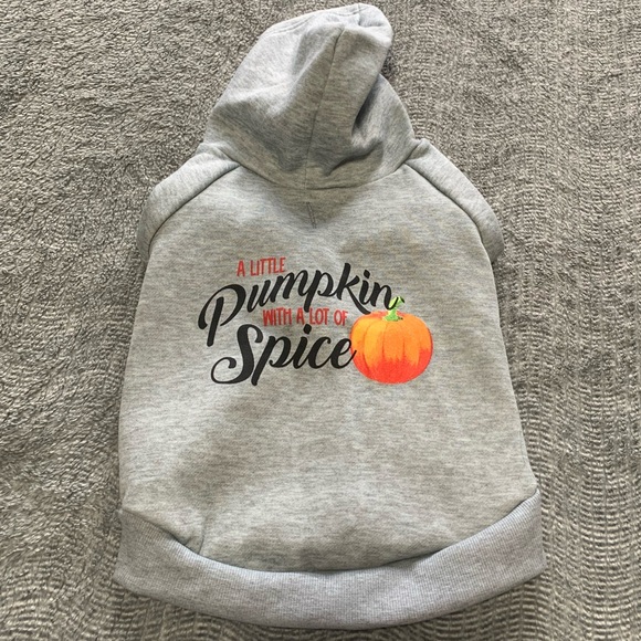 Other - 3/$10 Medium Size Dog Puppy Halloween Pumpkin Spice Gray Hooded Sweatshirt NWOT